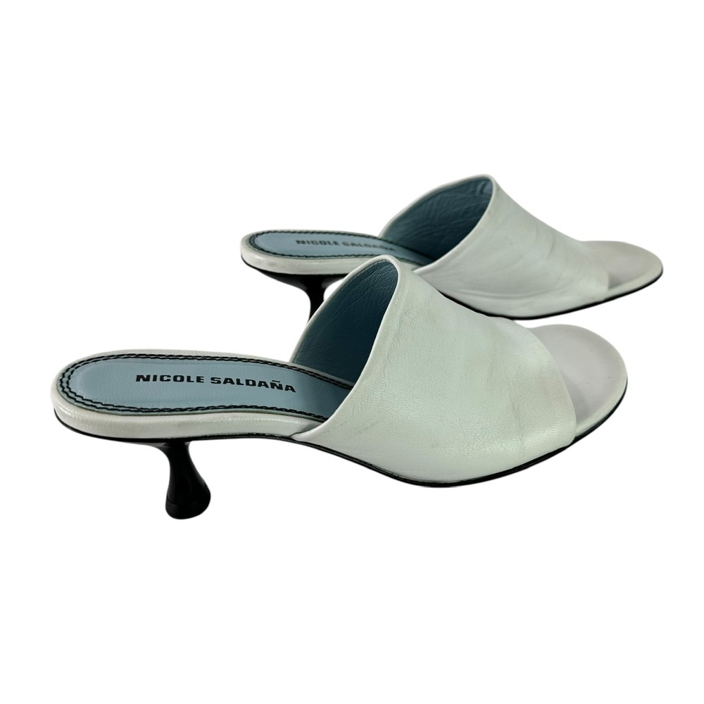 Genuine NICOLE SALDAÑA White Genuine Leather Casual Sandals For Women 38 7.5